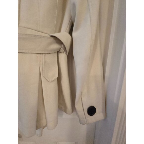 Esprit Cream Women's M Double-Breasted Wool Belted Peacoat w Black Buttons Y2K - Picture 3 of 6